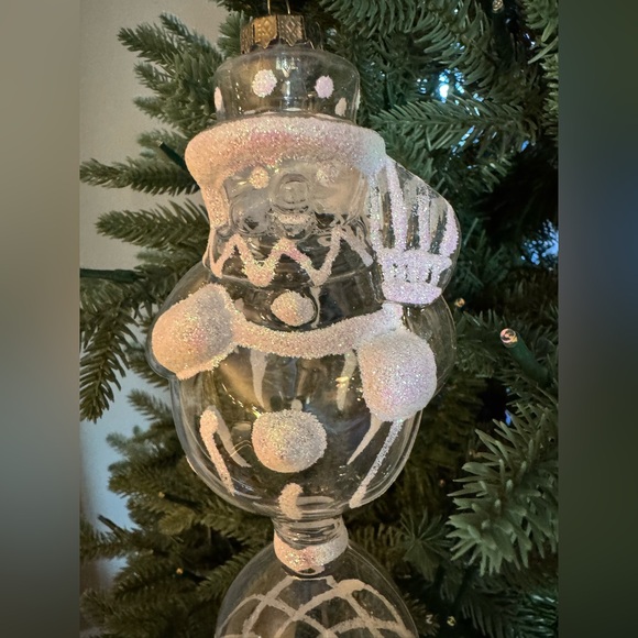 New Set Of 2 Rare Vintage Handblown Clear Glass Unique Christmas Tree Ornaments - Picture 3 of 14